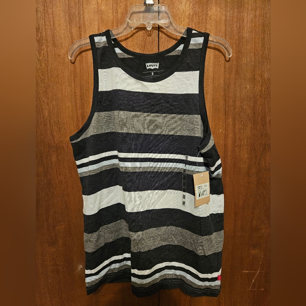 NWT Levi's striped tank top women's size medium blue grey white